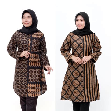 Model baju batik kombinasi terbaru. Model Baju Batik Wanita Terbaru 2020 Atasan Lengan Panjang Tunik Wanita Gemuk Jumbo Size ...