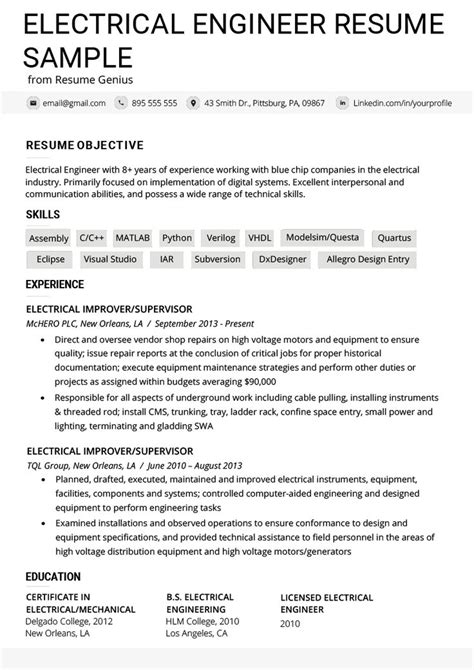 How to write a cv learn how to make a cv that gets interviews. Electrical Engineer Resume Example & Writing Tips ...
