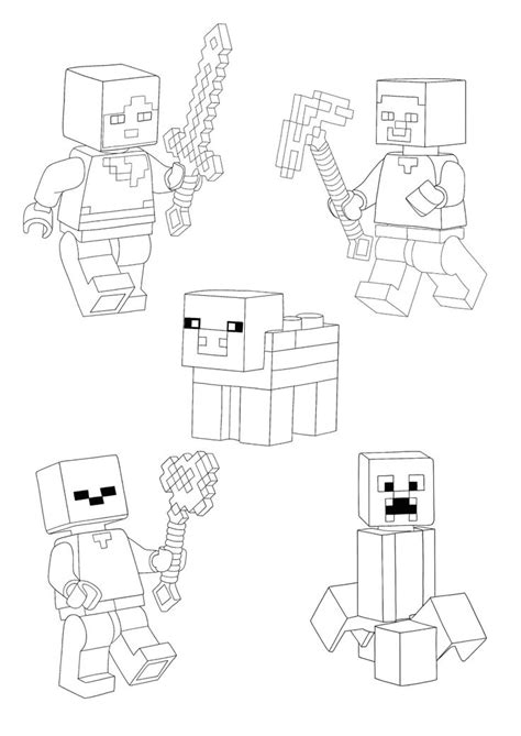Minecraft Lego Characters Coloring Pages