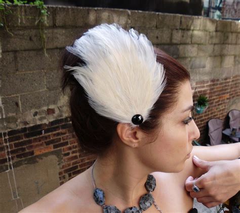 Custom Made Sale Black Swan Feather Hair Fascinators Set Of White