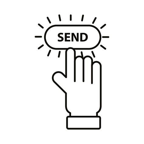 Digital Marketing Cursor Hand With Send Button Line Style Icon Vector