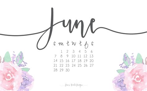 June Printable Calendar Desktop Wallpaper Dawn Nicole