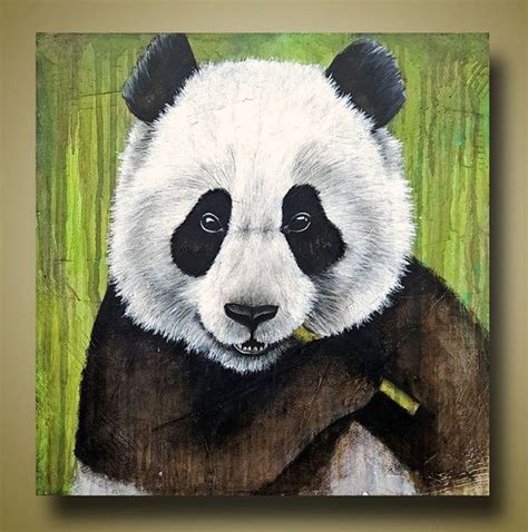Giant Panda Painting Original Art Textured By Brittsfineart Animales