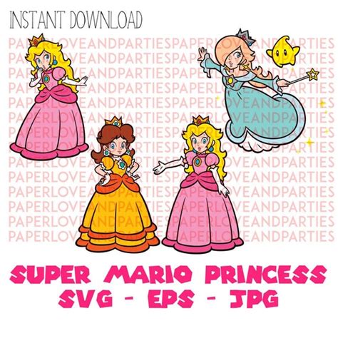 Super Mario Princess Set Svg Eps  Studio3 Silhouette Cricut Cut