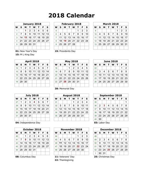 Free Printable Calendar 2018 With Usa Holidays Printable Yearly