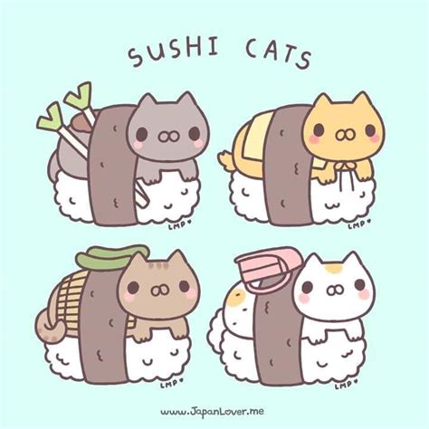 Japanloverme Sushi Cat Kawaii Animals Cute Animal Drawings