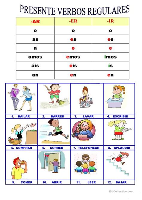 Presente De Indicativo Verbos Regulares Verbos Regulares Verbos Ensino De Espanhol