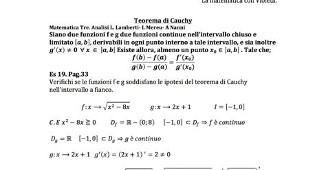 La Matematica Con Violeta Teorema Di Cauchy