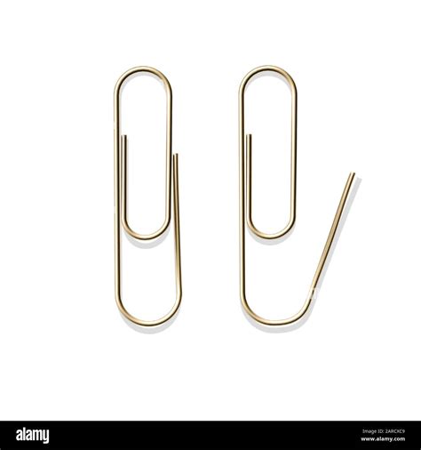 Realistic Metal Paper Clips Set Vector Set Stationery Paperclip