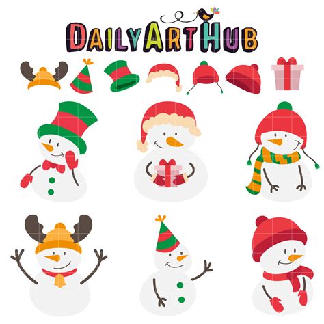 Snowmen Clip Art Set Daily Art Hub Graphics Alphabets And Svg