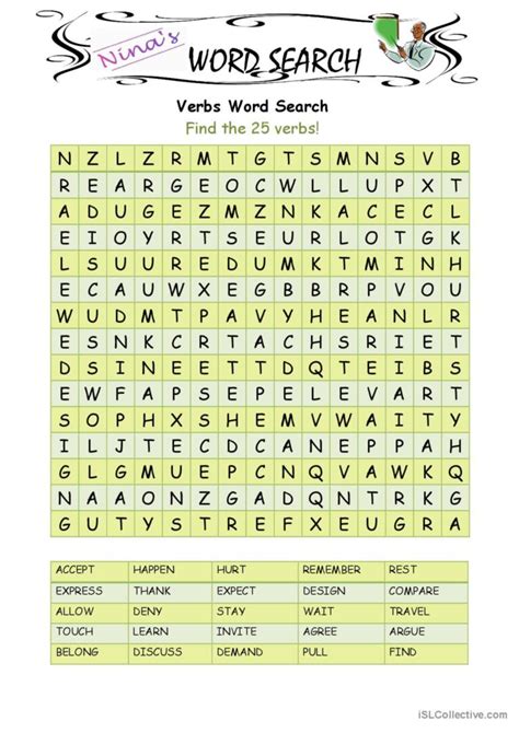 Verbs Word Search Word Search English Esl Worksheets Pdf And Doc