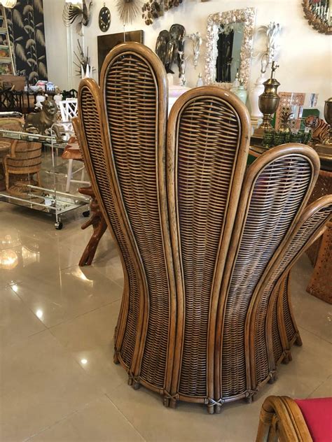 Share tweet pin email print. Vintage Rattan Wicker Peacock Fan Back Arm Chair and ...