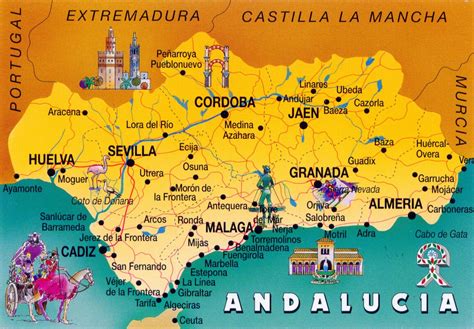 Andulusian Spain 0988 Spain Andalusia The Map Of Andalusia Mapa