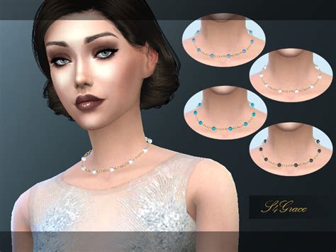 The Sims Resource S4grace Golden Chain And Pearls Necklace