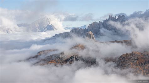 Cinque Torri In The Clouds Dolomites Italy Mountain Photography By