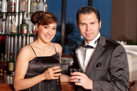 Young Couple At Bar Drinking And Flirting Stock Image Image Of