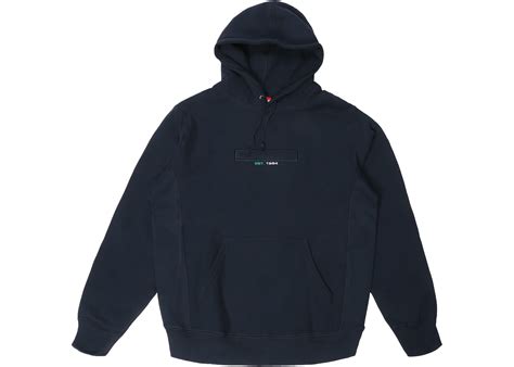 Supreme Embossed Logo Hooded Sweatshirt Ss18 Navy Mens Ss18 Us
