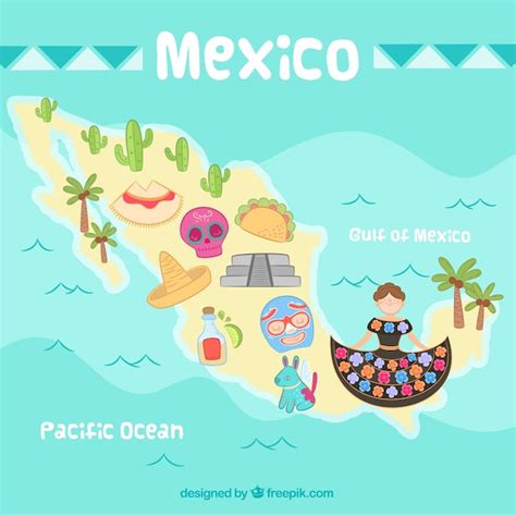 Fondo Hecho A Mano De Mapa De México Vector Gratis