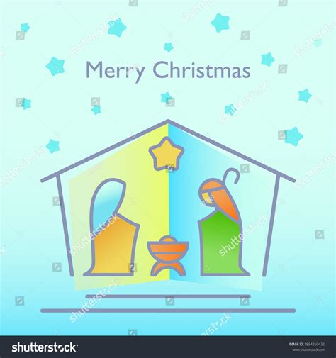 Cute Nativity Scene Christmas Background Card Stock Vector Royalty