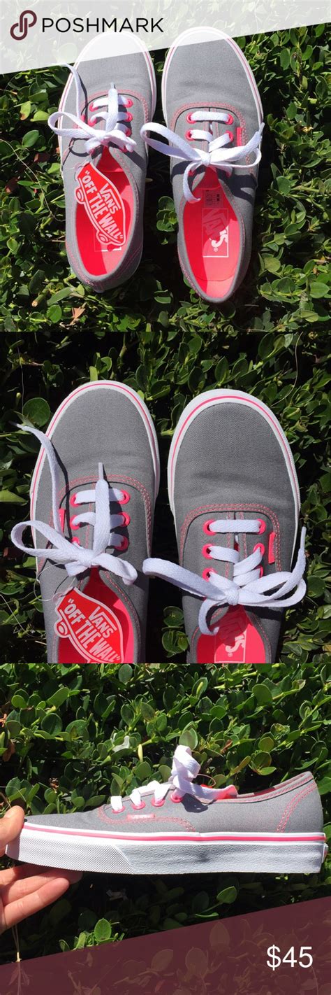 Remixed with 5 and 6mm holes and bigger tabs. NWT Grey and Pink Vans - Women's 6.5 New with tags! Super cute grey and fluorescent pink lace-up ...