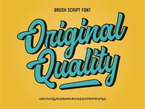 Brush Script Font Original Retro Typeface Vector Stock Vector