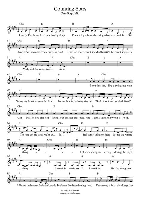 Counting Stars Onerepublic Violin Sheet Music