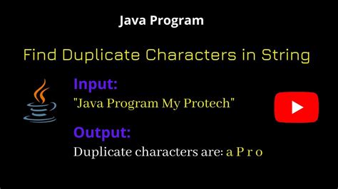 Find Duplicate Character In Given String Java Program YouTube