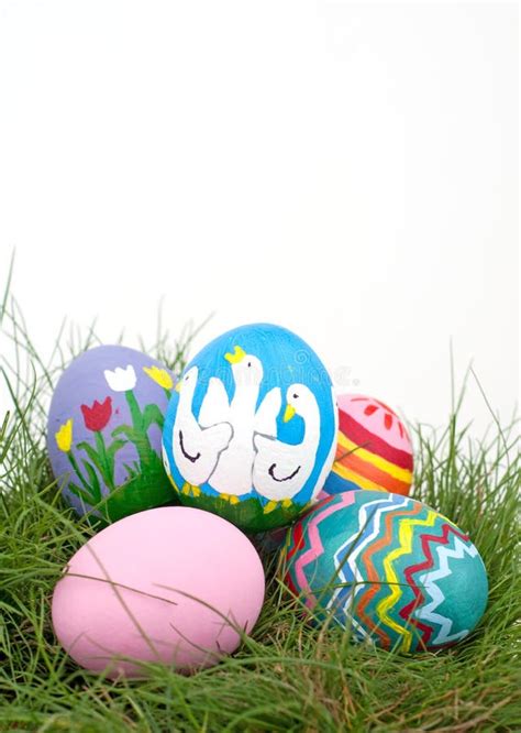 An Assortment Of Colorful Hand Painted Easter Eggs Stock Photo Image