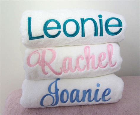 Personalised Embroidered Bath Towel With Name 1 Or 2 Lines Etsy