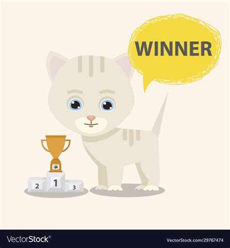Cat Winner With Victory Cup Royalty Free Vector Image