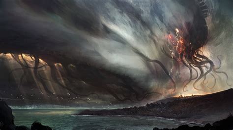 X Resolution Monster Painting Wallpaper Giant Tentacles Eldritch Hd Wallpaper