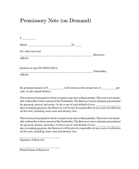 Promissory Note Template Google Docs