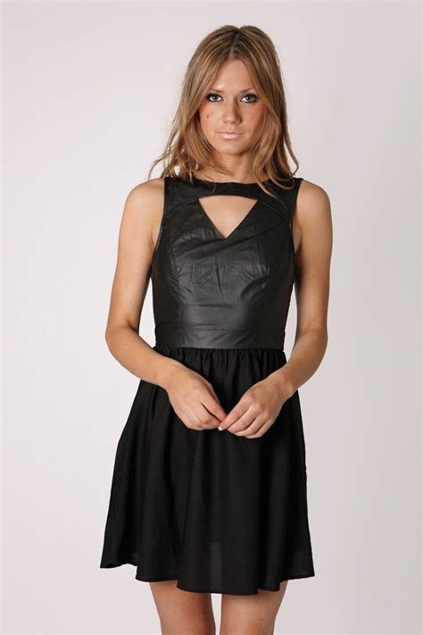 Across The Nile Leather Look Cocktail Dress Black Black Cocktail