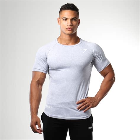 Gymshark Form Fitted T Shirt Light Grey Marl Mens Gym Tops Gym