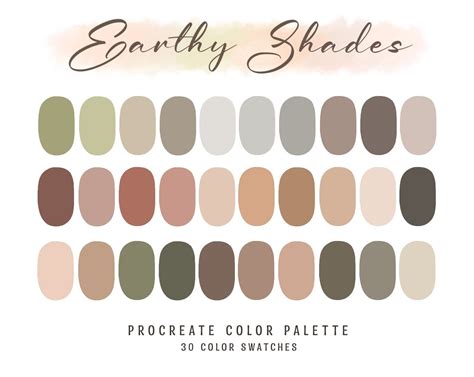 Earthy Shades Procreate Color Palette Procreate Swatches Color
