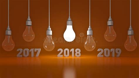 2018 New Year Sign Inside Light Bulbs Stock Illustration