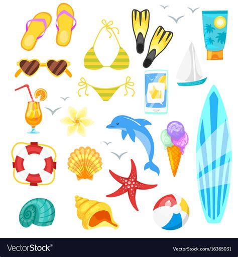 Cartoon Style Set Of Summer Objects Royalty Free Vector