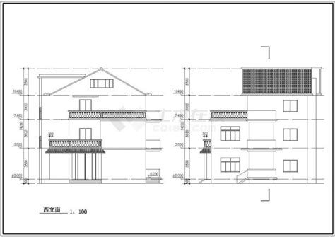 合肥市村镇3层框混结构独栋私人乡村别墅建筑设计cad图纸（含阁楼）居住建筑土木在线