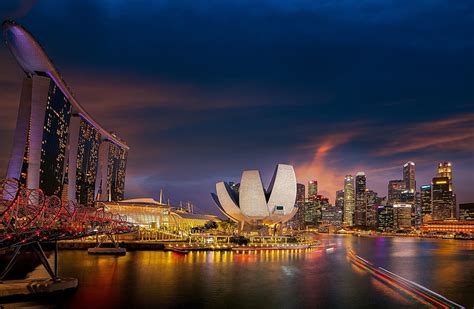 Noche La Ciudad Luces Iluminación Singapur Ciudad De Singapur