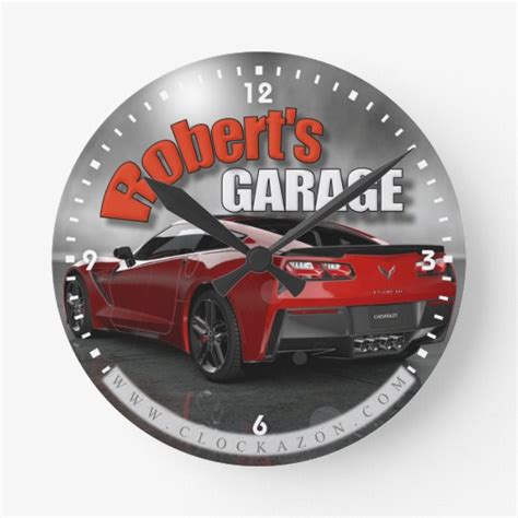 Personalized Name Corvette Garage Clock