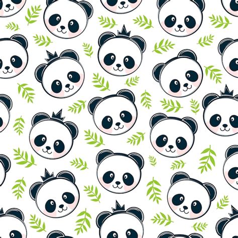 Panda Sem Costura De Fundo Vetor Premium