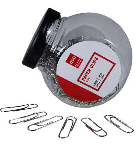 Deli Metal Paper Clip 200 Counts Per Canister Assorted Colors