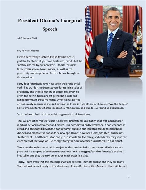 Obama Inauguration Speech 2009 Pdf President Barack Obama Delivers
