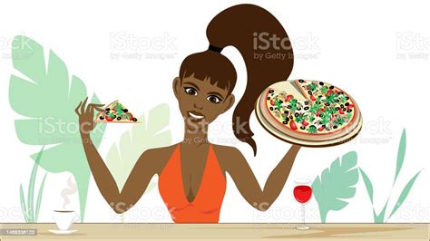 A Darkhaired Latin Woman Holds Up A Of Deliciously Flavoured Pizza The