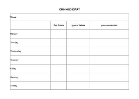 Use Drinking Diary Health Pages Romwell Internet Guide