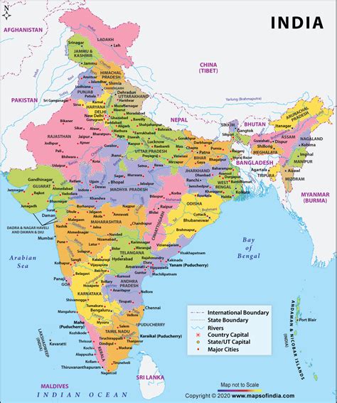 India Large Colour Map India Colour Map Large Colour Map Of India