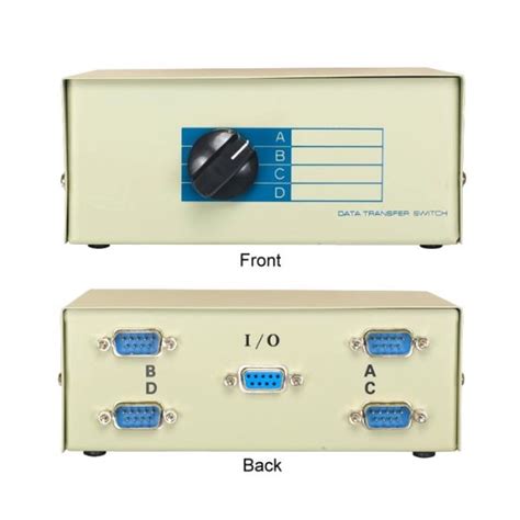 Kentek Db9 Male 4 Way Manual Data Switch Box Rs 232 D Sub