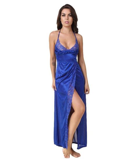 Buy Masha Blue Satin Nighty And Night Gowns Online At Best Prices In India Snapdeal