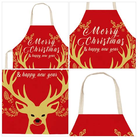 3 Pieces Kitchen Cooking Apron Merry Christmas Aprons Adult Chef Miss Cosplay Ebay