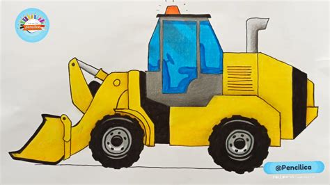 How To Draw A Loader Easy Front End Loader Drawing Tutorial Wheel